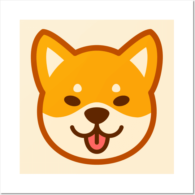 Gold Shiba: Eyes open tongue Wall Art by Red Wolf